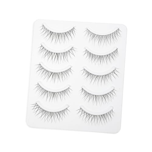 KAILIKETIY 5 Paare Natürliche Ultrasofte Wiederverwendbare Fake Wimpern mit Transparentem Stiel Leichte Lange Geschichtete Wimpern für Mädchen Make up und Professionelle Anwendung von KAILIKETIY