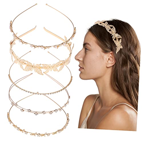 KAILIKETIY 5stücke Goldenes Metall Stirnband Für Mädchen Frauen Dekorativer Kopfschmuck Goldener Stirnband Für Hochzeitsfeiern Halloween-partys Shows von KAILIKETIY