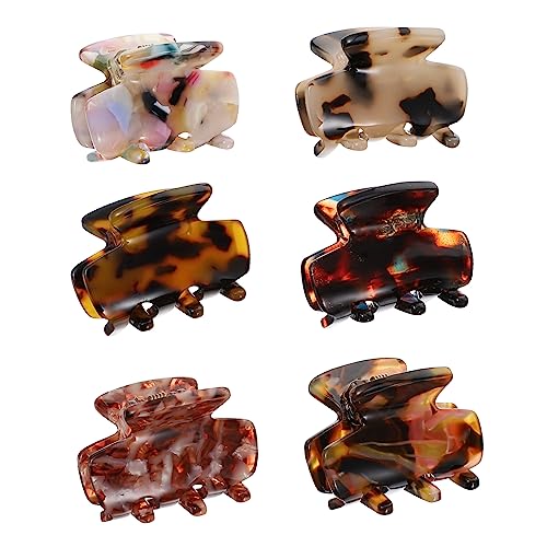 KAILIKETIY 6 Stück Teiliges Acetat Haarklammern mit Leopardenmuster Kleine Rutschfeste Haarspangen für Dünnes und Dickes Haar Vielseitige Krallenspangen für Damen bei Partys und Alltag von KAILIKETIY