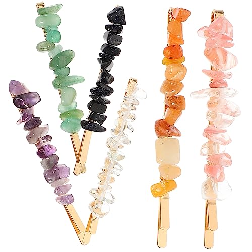 KAILIKETIY 6 Stück Teiliges Haarklammern mit Natürlichen Edelsteinen Langlebige Metall Haarnadeln Rutschfeste Haarschmuck Accessoires für Frauen und Mädchen Geeignet für Zöpfe Pferdeschwanz von KAILIKETIY