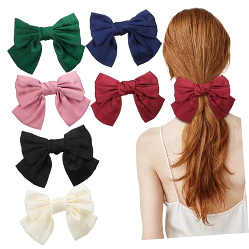 KAILIKETIY 6stücke Große Satin-haarschleifen Mit Clip Rote Schleifen Für Frauen Band Fürs Haar Haaraccessoires Für Besondere Anlässe Und Kostüme von KAILIKETIY