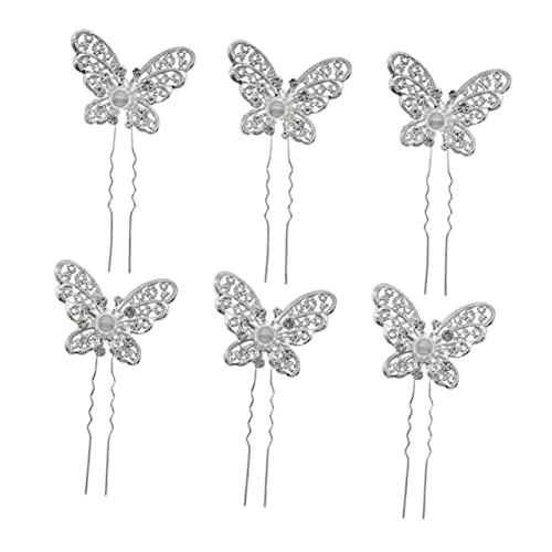 KAILIKETIY 6stücke Perle Schmetterling Haarpin Braut Hochzeit Haar Zubehör Für Mädchen Frisurenaccessoires Mit Edelstein Und Perlenmuster Für Party Und Daily Use von KAILIKETIY
