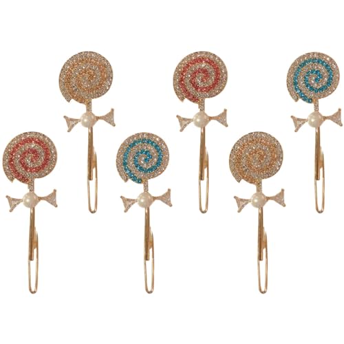 KAILIKETIY 6stücke Strass Haarspangen Für Mädchen Süße Lollipop Haarklammern Mit Perlen Und Schleifen Haaraccessoires Für Verschiedene Anlässe Champagner Und Blau von KAILIKETIY