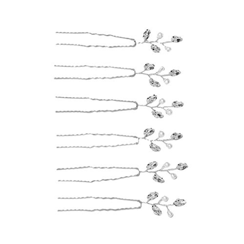 KAILIKETIY 6stücke U-förmige Haarnadel Mit Blättern Und Strasssteinen Perlen Haarschmuck Für Damen Hochzeitskopfschmuck Zum Binden Von Haaren Geeignet Für Partys Und Zeremonien von KAILIKETIY
