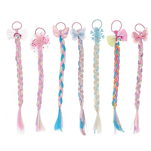 KAILIKETIY 7stücke Bunte Haarverlängerungen Für Junge Mädchen Mit Glitzerbögen Und Farbenfrohen Designs Für Damen Und Mädchen Zum Verkleiden Und Feiern von KAILIKETIY