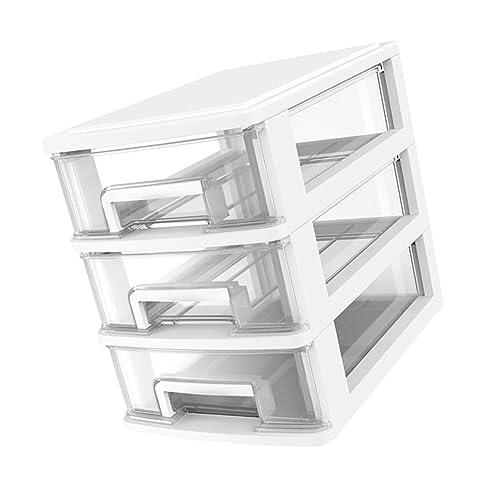 KAILIKETIY Kunststoff-aufbewahrungsbox Mit Lagerschrank Für Büro Und Wohnzimmer Transparent Weiß Organizer Für Kleinteile Und Schreibtischutensilien von KAILIKETIY