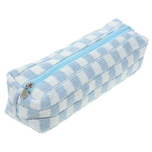 KAILIKETIY Bleistiftbeutel mit Reißverschluss Multifunktionale Aufbewahrungstasche für Kosmetik Langlebig und Waschbar Kompaktes Design Weißem Karomuster von KAILIKETIY