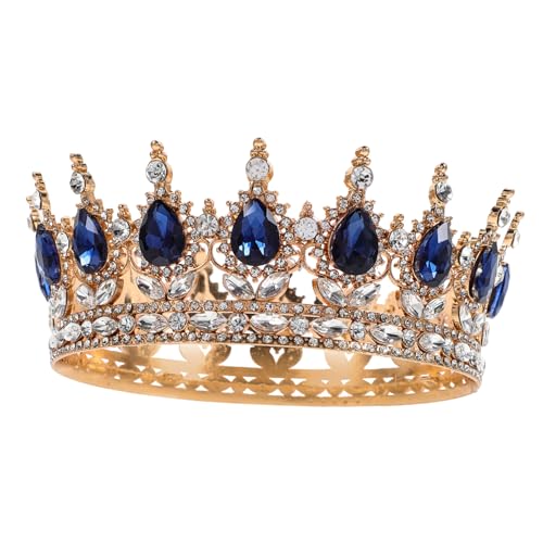 KAILIKETIY Brautkrone mit Funkelnden Kristallen Gold Dunkelblau Stilvoller Hochzeitsschmuck für Damen Vielseitiges Accessoire für Besondere Anlässe und Partys von KAILIKETIY