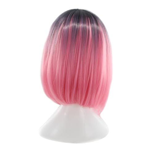 KAILIKETIY Damen Bob Perücke Gradient Farbe Synthetisches Haar Cosplay Perücke Kurz Gerade Gradient Atmungsaktiv und Bequem für Alltag Handgefertigt Natürlich Aussehend Waschbar und von KAILIKETIY