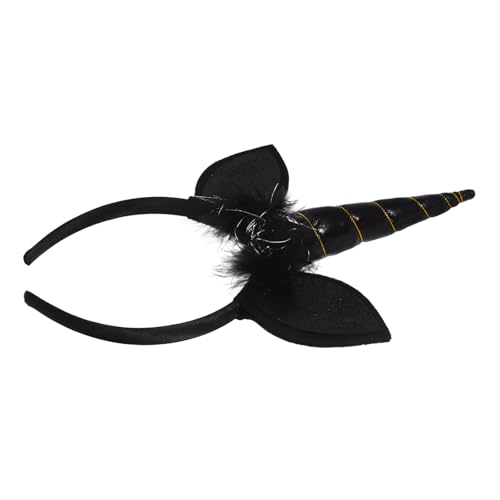 KAILIKETIY Einhörner Haarband Party-kopfbedeckung Schwarz Junge Mädchen-haarreif Cosplay-kopfschmuck Einhorn-haar Dekor Accessoire Schwarz von KAILIKETIY