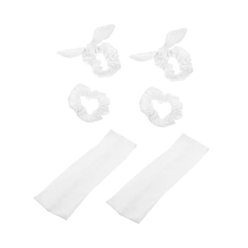 KAILIKETIY Elastische Weiße Haargummis Weiche Baumwolle Dehnbare Haarbänder mit Modischem Hasenohren Design Schonend für Haare Vielseitig Kombinierbar für Damen und Mädchen von KAILIKETIY