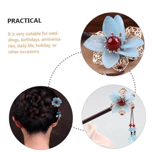 KAILIKETIY Eleganter Chinesischer Haarschmuck Retro Flower Agate Haarstab für Dutt Leichtes Traditionelles Haarschmuck accessoire mit Zartem Design und Kräftigem Chinesischem Stil für Damen von KAILIKETIY