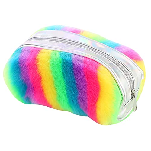 KAILIKETIY Großes Regenbogenfarbiges Flauschiges Federmäppchen Multifunktions Bleistiftbox für Schule und Waschbar für Erwachsene zur Aufbewahrung von Stiften von KAILIKETIY