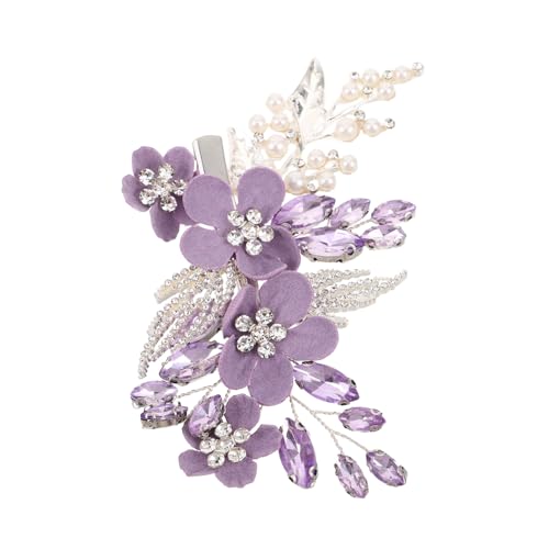 KAILIKETIY Hochwertiger Braut Haarclip mit Strass und Kunstperlen Kristallbesetzte Blumen Haarnadel für Frauen Hochzeit Haarschmuck für Braut und Brautjungfern von KAILIKETIY