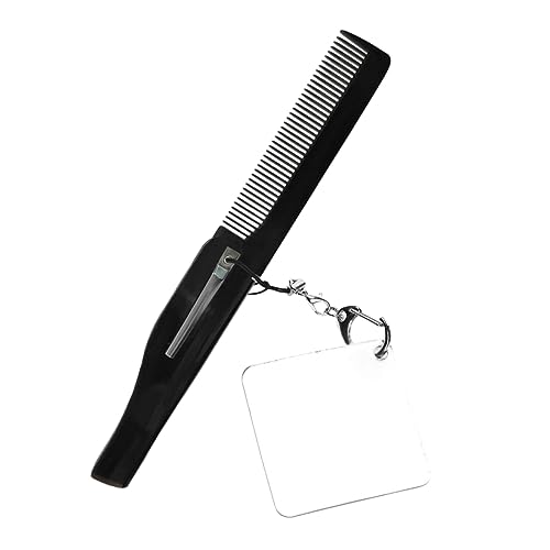 KAILIKETIY Klappbarer Bartkamm Faltbarer Feinzahnkamm Kleiner Taschenkamm Mit Spiegel Quadratischer Bartkamm Reisekamm Für Männer von KAILIKETIY