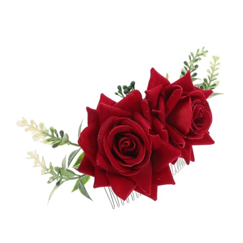 KAILIKETIY Hochzeits-haarspangen Mit Kunstblumen Eleganten Haarclips Für Frauen Haarkämme Mit Metallzähnen Für Besondere Anlässe Rot von KAILIKETIY