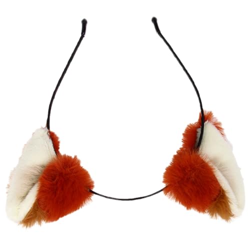 KAILIKETIY Kunstohren Stirnband mit Fuchs und Wolfsohren Handgemacht Rot Braun Elastisches Haarband für Cosplay und Partys Abnehmbare Ohren Modisches Kostümzubehör von KAILIKETIY