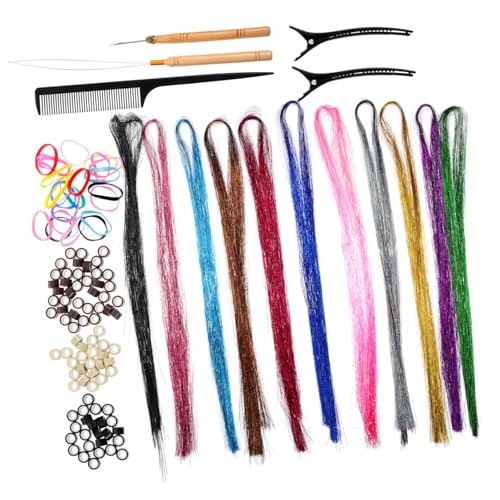 KAILIKETIY Leuchtende Haarlametta-verlängerungen Für Damen Mädchen Glitzerndes Haar-accessoire Kit Haarsträhnen Mit Lametta Für Einfache Frisurenänderung Ohne Haarschädigung von KAILIKETIY