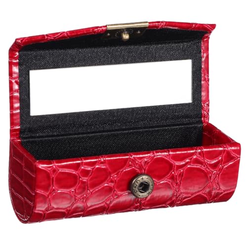 KAILIKETIY Lippenstiftkoffer aus PU Leder mit Spiegel Tragbarer Lippenstifthalter Lebendiger Farbe Stilvoller Organizer für Geldbörse und Kosmetik für Lippenstift und Lipgloss von KAILIKETIY