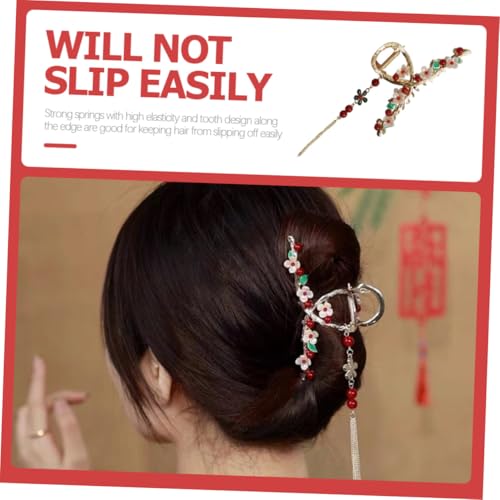 KAILIKETIY Modische Tassel haarspange mit Perlen und Blumen Großer Langlebiger Metall haarklammerclip für Dickes Haar Eleganter Haarschmuck Damen Stilvoller Accessoire für Alltag und Fest von KAILIKETIY