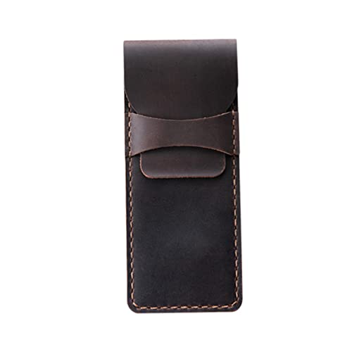 KAILIKETIY Retro Leder Stiftetui Handgefertigte Stift Schutzhülle aus Echtem Leder Kaffee Eleganter Stiftehalter für Büro Schule Zuhause Praktische Stiftaufbewahrungstasche für Schreibgeräte von KAILIKETIY
