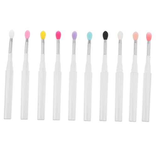 KAILIKETIY 10stücke Lidschattenpinsel Make-up-tool Aus Silikon Lidschatten- Lippenpinsel Für Make-up-zubehör Komfortabler Griff Praktisch Anwendung Tragbar Für Kosmetiktasche von KAILIKETIY