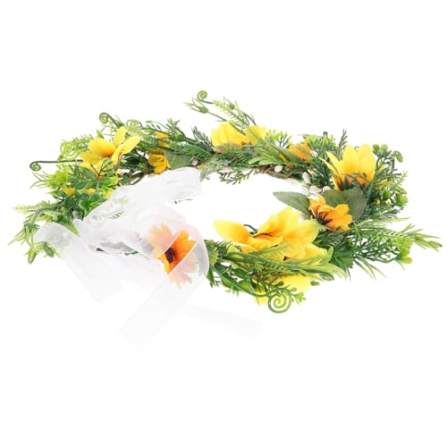 KAILIKETIY Boho Sonnenblumen Haarkranz Für Hochzeiten Elastisches Haarband Mit Künstlichen Sonnenblumen Stilvolle Kopfbedeckung Für Damen Und Mädchen Für Strandfotos Und Festliche von KAILIKETIY