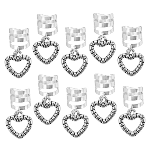 KAILIKETIY 10stücke Minimalistische Süße Legierungs Herz Haarschmuck Für Zöpfe Dreadlock Schmuck Für Damen Haaraccessoires Zur Haarverzierung Silberfarben von KAILIKETIY