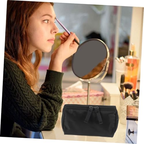 KAILIKETIY Toilettentasche für Frauen Kleine Make Up Tasche aus Strapazierfähigem Material mit Reißverschluss Kosmetiktasche Reise Organizer für Lippenstift und Haarschmuck Schwarz von KAILIKETIY