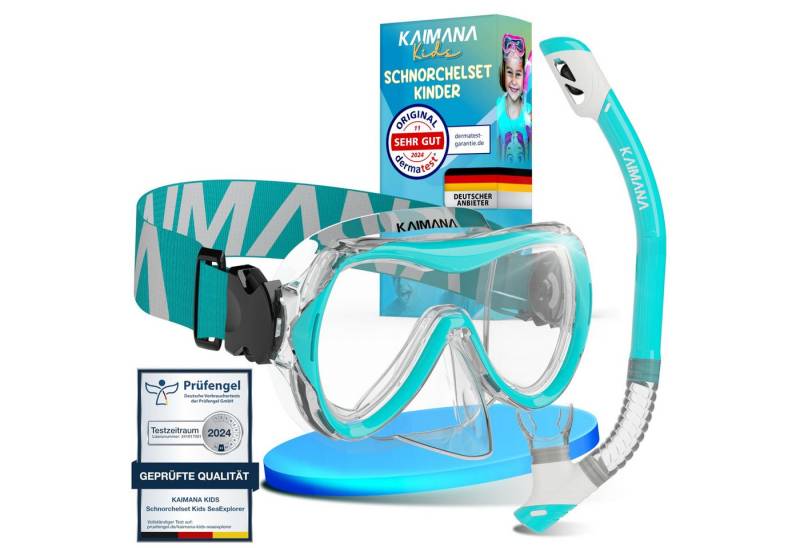 KAIMANA Tauchermaske SeaExplorer Schnorchelset Kinder inkl. Tragetasche, (Taucherbrille mit Schnorchel, Taucherbrille Kinder), Taucherbrille mit Stoffband/Silikonband von KAIMANA