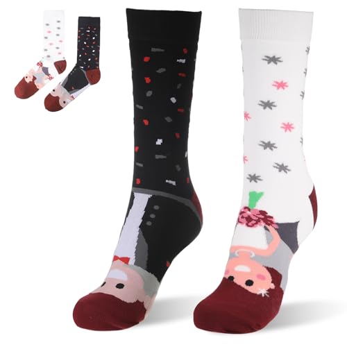 Unisex Lustige Verrückte Socken, Lustige Socken mit Motiv, Fun Coole Socken, Bunte Zaubersocken mit Left Braut & Right Bräutigam für Jungen Mädchen Jahrestag Dating Valentinstag Hochzeitsgeschenk von KAIOWPEIC