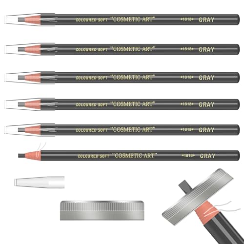 Wasserdichte Augenbrauenstifte, Augenbrauenstift-Set zum Markieren, Füllen und Konturieren, Tattoo-Make-up und Microblading-Zubehör, permanente Augenbrauen-Liner, Grau von KAIQIKAIXI