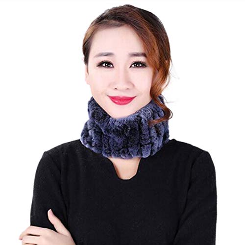 KAISHIN Frauen Dual Use Schal Stirnband Echtpelz Elastischer Kragen Kleine M?dchen Rex Kaninchenfell Schalld?mpfer Dunkelgrau von KAISHIN