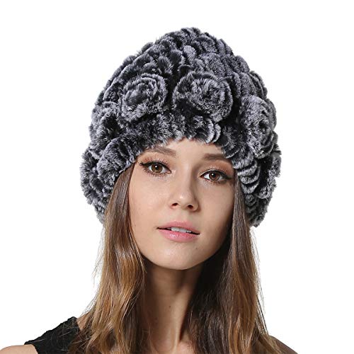 KAISHIN Winter Kaninchenfell H¨¹te Strickm¨¹TZE f¨¹r Damen Blumen M¨¹tzen mit Strickfutter Grau KAISHIN Winter Kaninchenfell H¨¹te Strickm¨¹TZE f¨¹r Damen Blumen M¨¹tzen mit Strickfutter Grau von KAISHIN