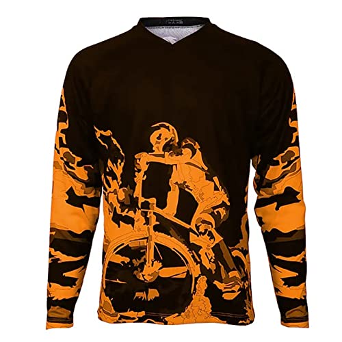 Herren MTB-Trikot, Mountainbike Motocross Langarm Radfahren Jersey Downhill Fahrrad T-Shirt Atmungsaktiv Schnell Trocknend Bekleidung (Color : TYP-4, Size : XL) von KAISUN