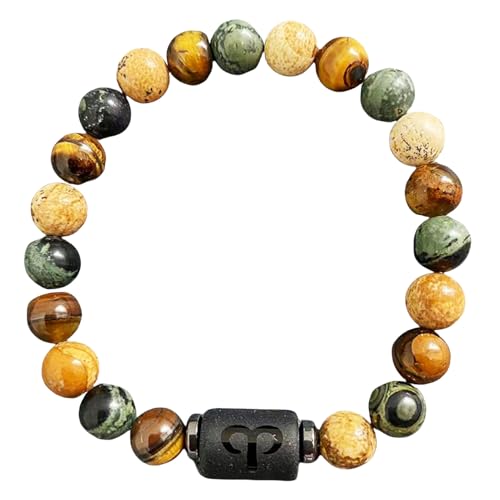 KAISUN Sternzeichen Armband - Natürliche Steinperlen, Armband Damen Steine Unisex Geschenk für Ihn & Sie - Couple Bracelet (Widder) von KAISUN