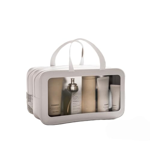 Reise Kosmetiktasche - Washbag Mit Mehreren Fächern - Waschtasche Damen - Kulturbeutel für Flugreisen - Spacensparende Organisator(Blanc,M) von KAISUN
