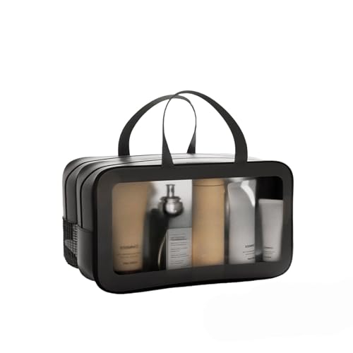 Reise Kosmetiktasche - Washbag Mit Mehreren Fächern - Waschtasche Damen - Kulturbeutel für Flugreisen - Spacensparende Organisator(Schwarz,M) von KAISUN