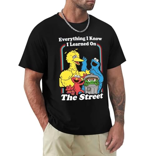 Everything-I-Know-I-Learned-On-The-Streets-T-Shirt-Cute-Tops-Summer-top-Mens-Graphic Black L von KAISUO