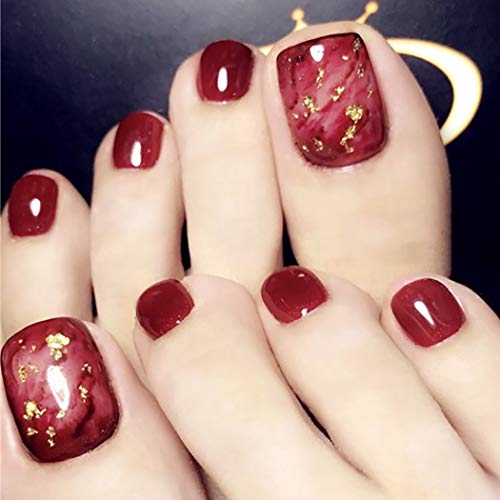 False Toenails Glossy Stick on Toenails Artificial Acrylic Fake Toenails Press on Toenails 24Pcs for Women and Girls(B) von KAIWON
