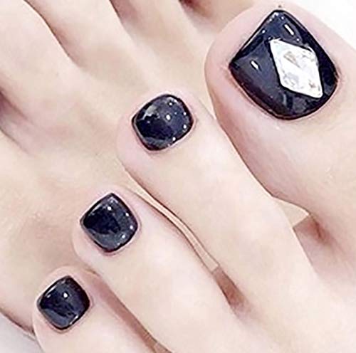 False Toenails Glossy Stick on Toenails Artificial Acrylic Fake Toenails Press on Toenails 24Pcs for Women and Girls(H) von KAIWON