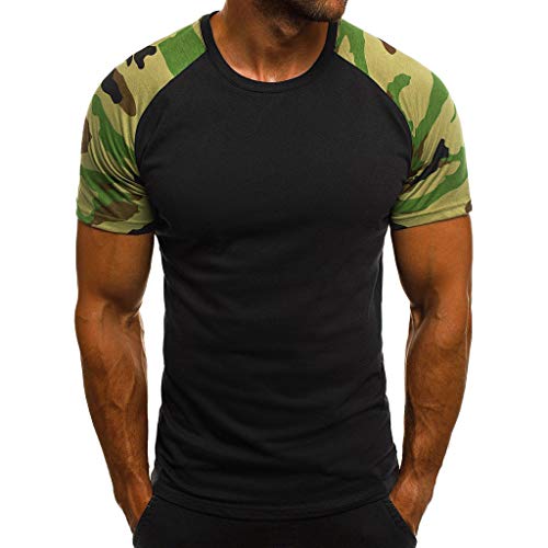 Camouflage Muster Kurzarmshirt, Herren Casual Slim Camouflage Bedruckt Kurzarm T-Shirt Top Bluse Mode Herren T-Shirt Kurzarm Shirt mit Rundhalsausschnitt von KAIXLIONLY