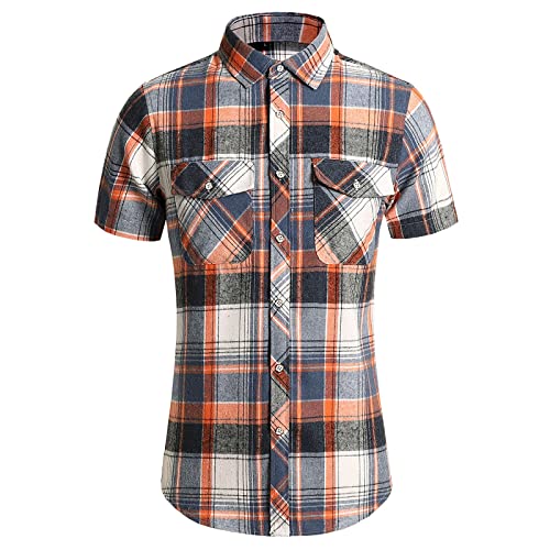 Freizeithemd Herren Hemd Kurzarm Sommerhemd Gestreiftes Basic Shirt Button Down Hemd Vintage Mode T-Shirt Leicht Lässig Strandhemd Herren Sommer Hemd Freizeithemd von KAIXLIONLY