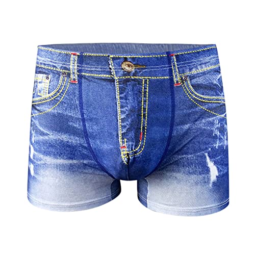 KAIXLIONLY Boxershorts Herren Sexy Unterhosen Männer Höschen Casual Boxer Shorts Atmungsaktive Retroshorts Gefälschte Jean Kurze Sexy Unterwäsche Sportunterwäsche von KAIXLIONLY