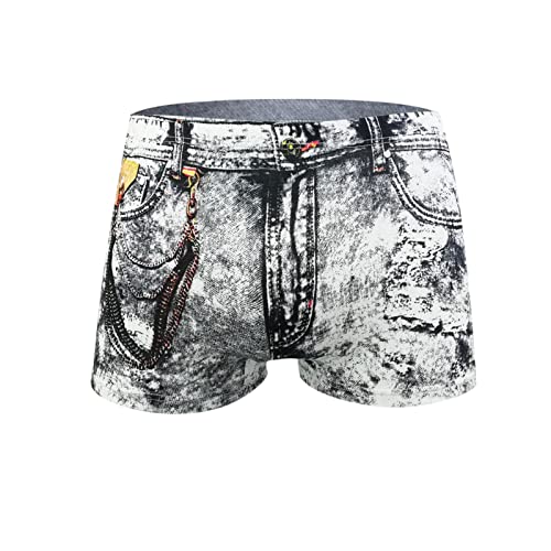 KAIXLIONLY Boxershorts Herren Sexy Unterhosen Männer Höschen Casual Boxer Shorts Atmungsaktive Retroshorts Gefälschte Jean Kurze Sexy Unterwäsche Sportunterwäsche von KAIXLIONLY