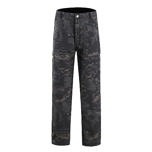 KAIXLIONLY Camouflage Regenhose Herren Fahrrad Wasserdicht mit Innenfleece Warme Männer Outdoorhose Wanderhose Sportliche Herren Fahrradhose Überziehhose Strapazierfähig von KAIXLIONLY