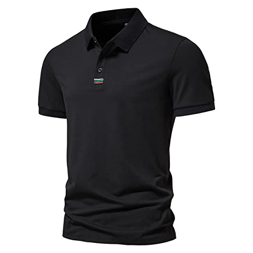 KAIXLIONLY Poloshirts für Herren Sommer Kurzarmshirt Gepunktete Linie Bronzing Print Revers Kurzarm Polo Shirts Männer Basic Businesshemd Freizeithemd Oberteile von KAIXLIONLY