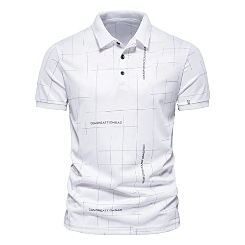 Poloshirts für Herren Sommer Kurzarmshirt Gepunktete Linie Bronzing Print Revers Kurzarm Polo Shirts Männer Basic Businesshemd Freizeithemd Oberteile von KAIXLIONLY