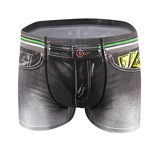 KAIXLIONLY Unterwäsche Herren Denim Bedruckt Boxershorts Lustig Jeansoptik Männer Unterhose Underwear Atmungsaktiv Baumwolle Trunks Shorts Unterhosen Underpants von KAIXLIONLY