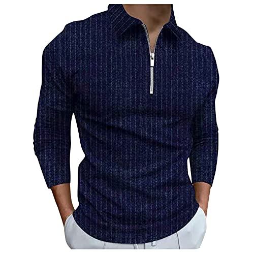 Poloshirts Herren Basic Langarm Polohemd Golf T-Shirt Regular-Fit Herren Poloshirts Bedruckte Knöpfe Casual Leichte Slim Fit Shirts mit Reißverschluss von KAIXLIONLY